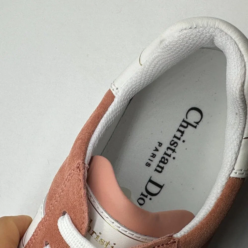 DIOR Star Lace Up Low Top Suede Leather Sneakers Trainers Dusty Candy - Picture 9 of 13